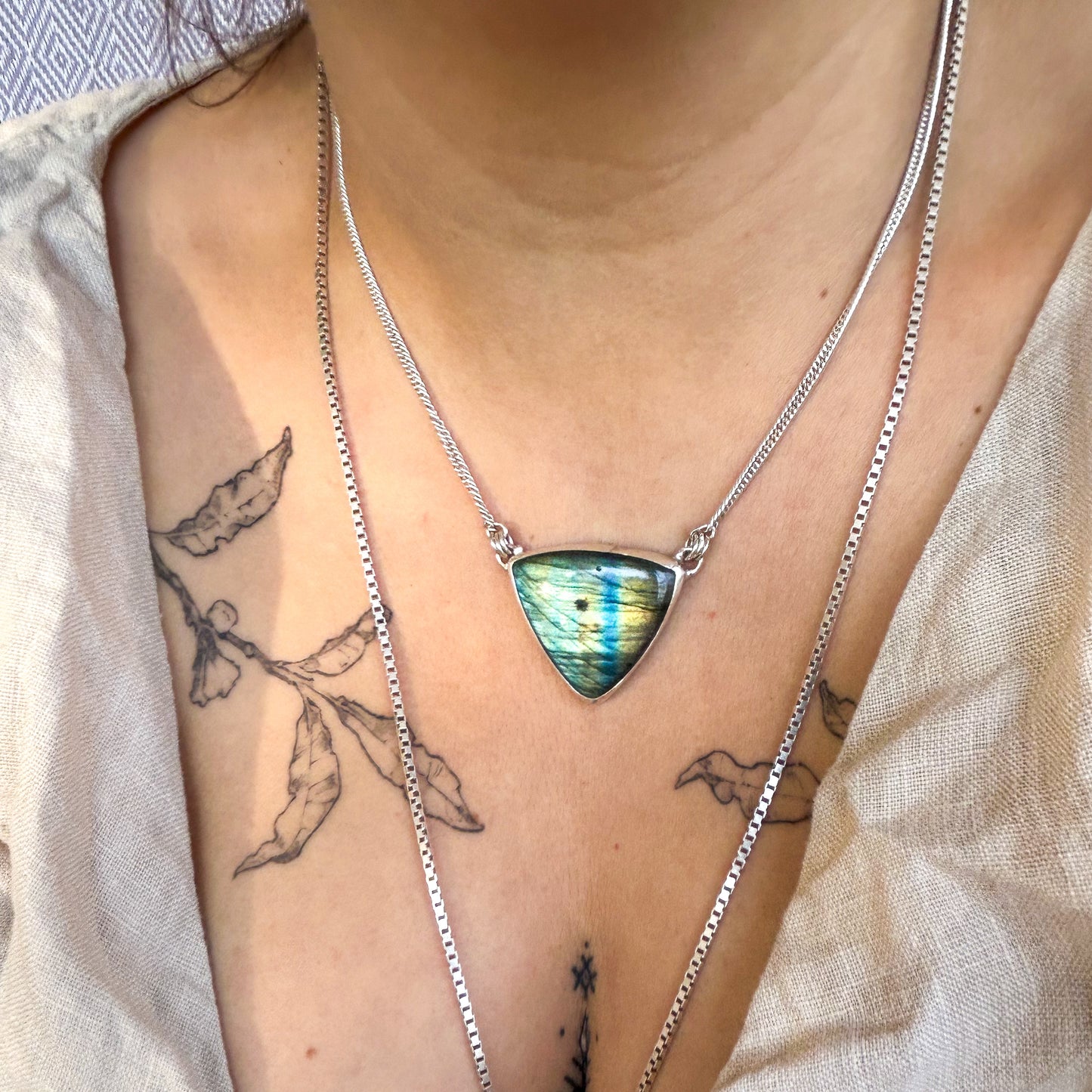 Triangle labradorite necklace