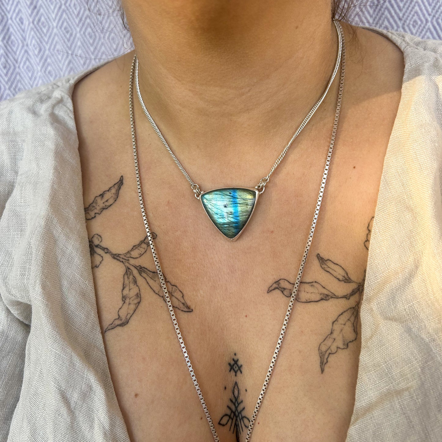 Triangle labradorite necklace
