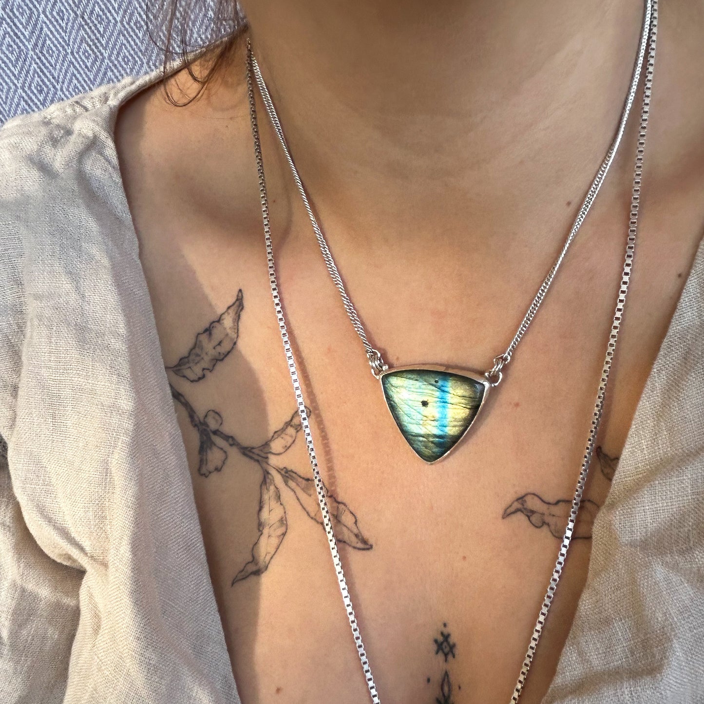 Triangle labradorite necklace
