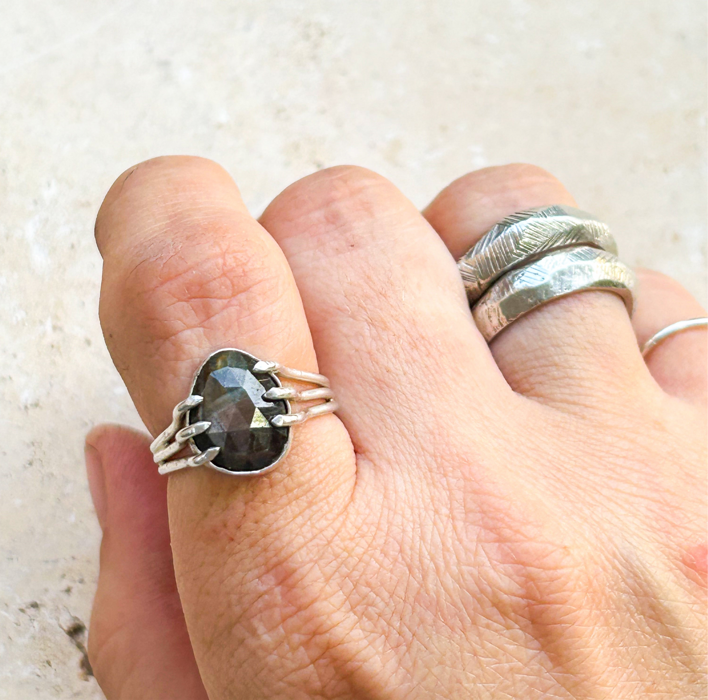 Bronze sapphire ring