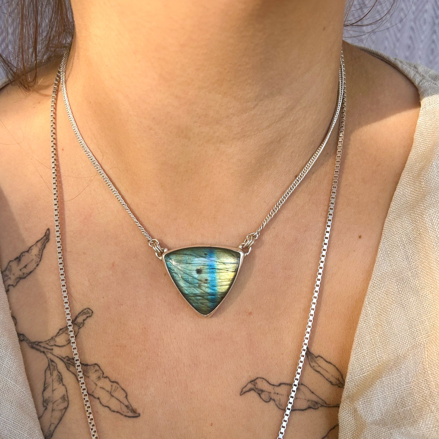 Triangle labradorite necklace