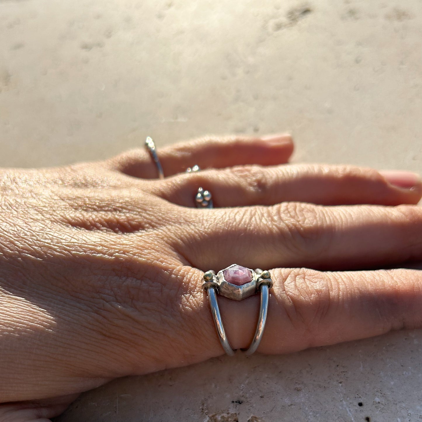 Ruby star double ring