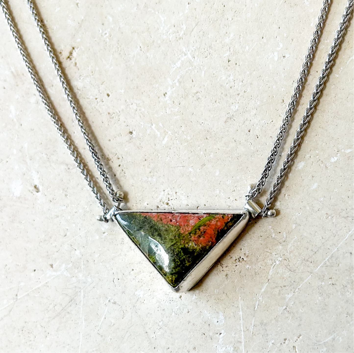 Unakite triangle necklace