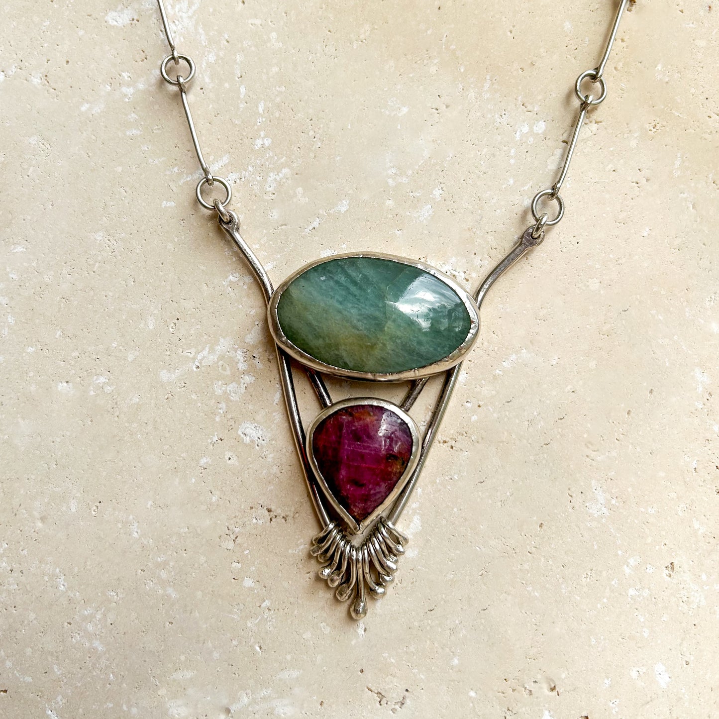 Ruby & aquamarine necklace