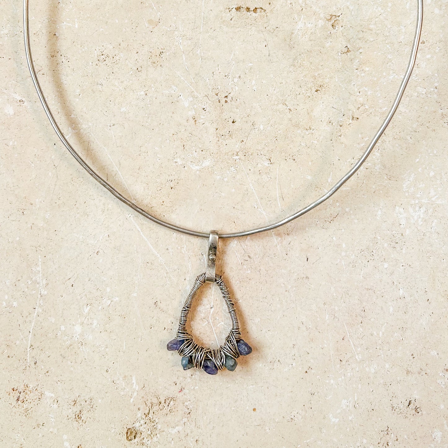 Raw sapphire necklace