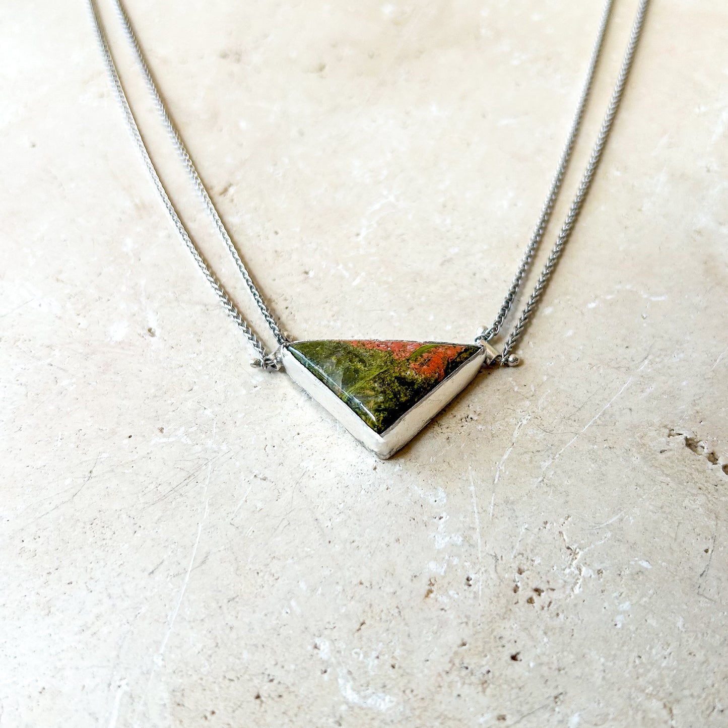 Unakite triangle necklace