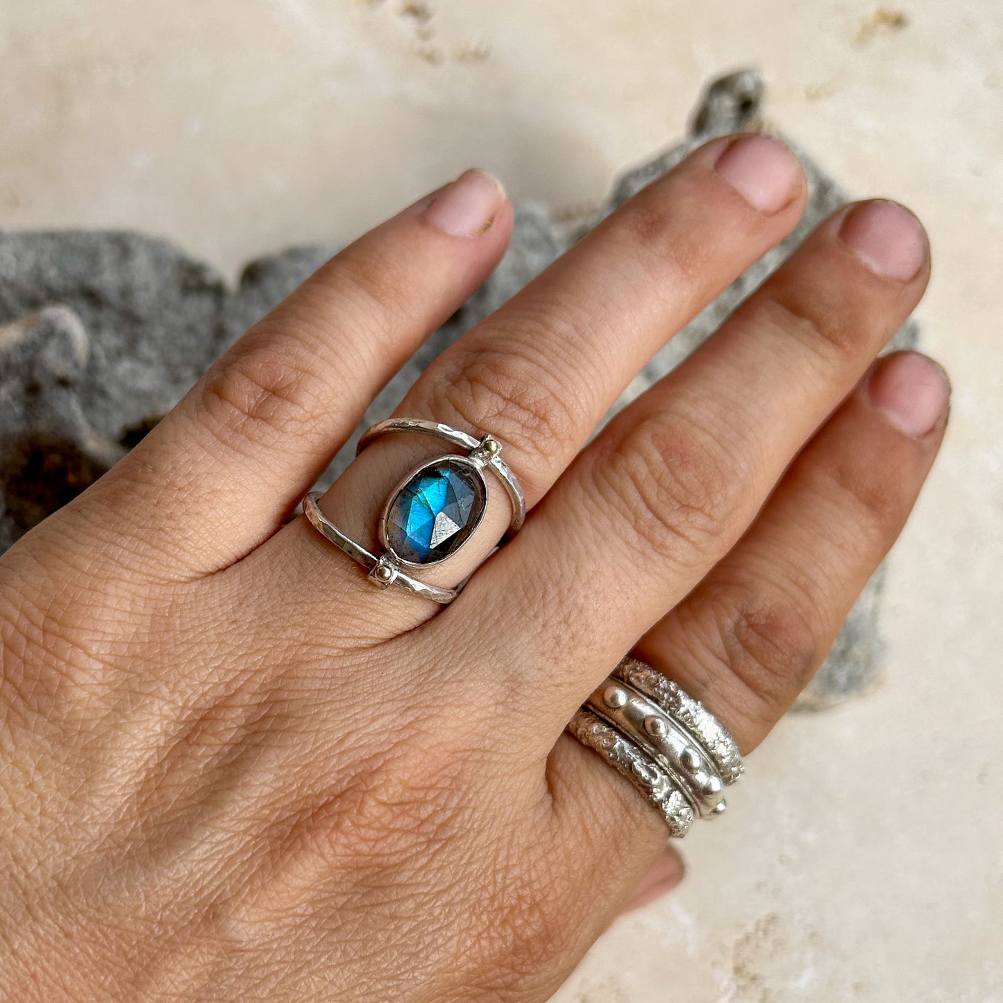 Labradorite double ring