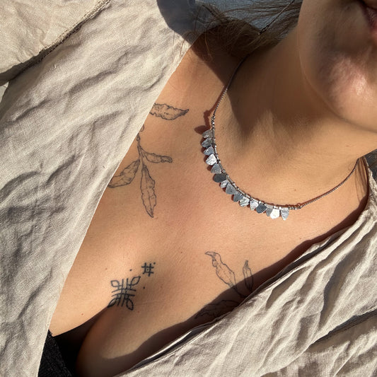 Silver leaves necklace
