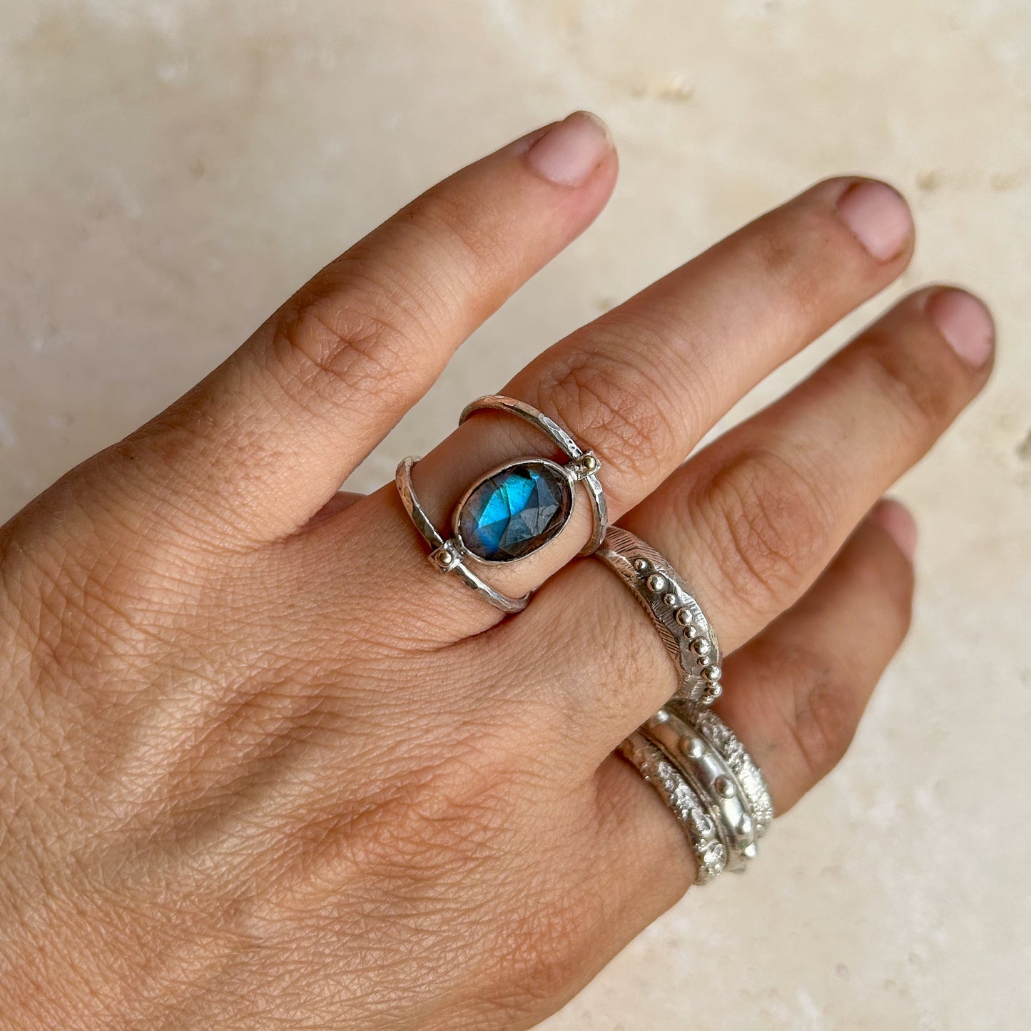 Labradorite double ring