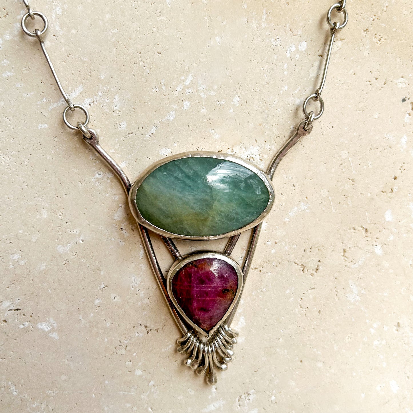 Ruby & aquamarine necklace