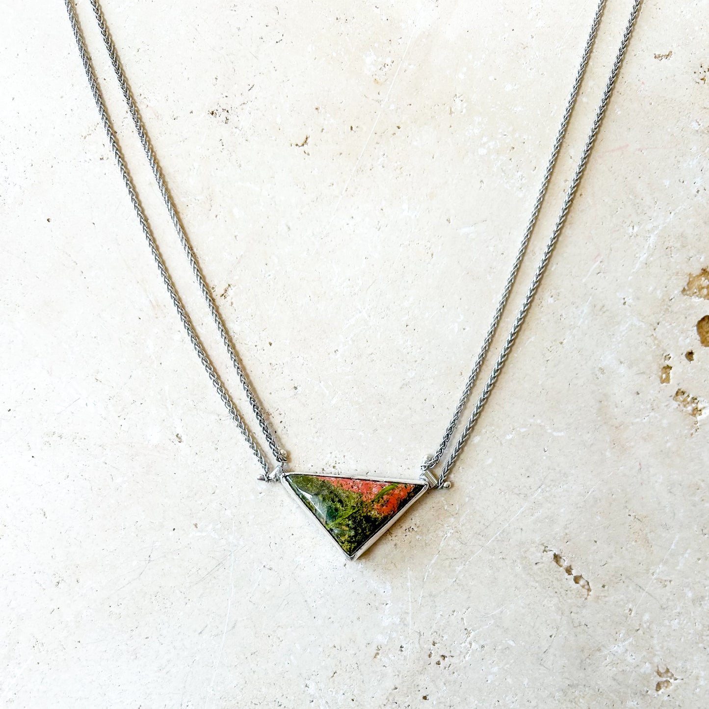 Unakite triangle necklace