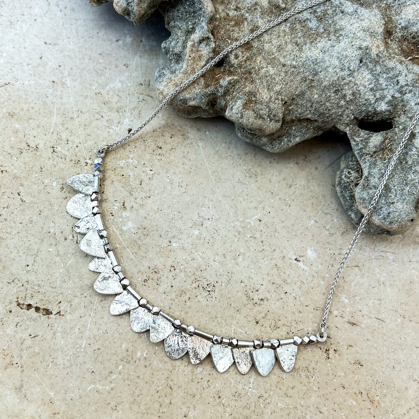 Silver leaves necklace