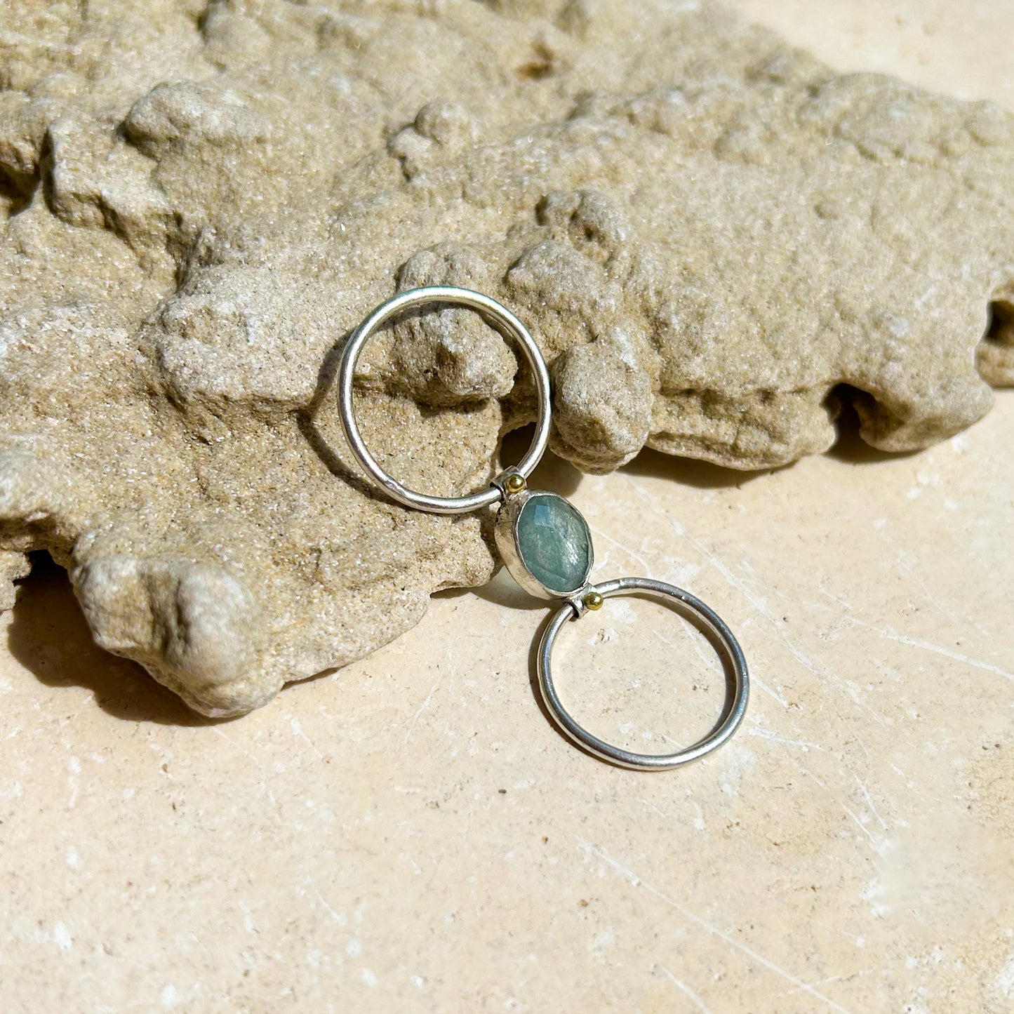 Aquamarine double ring