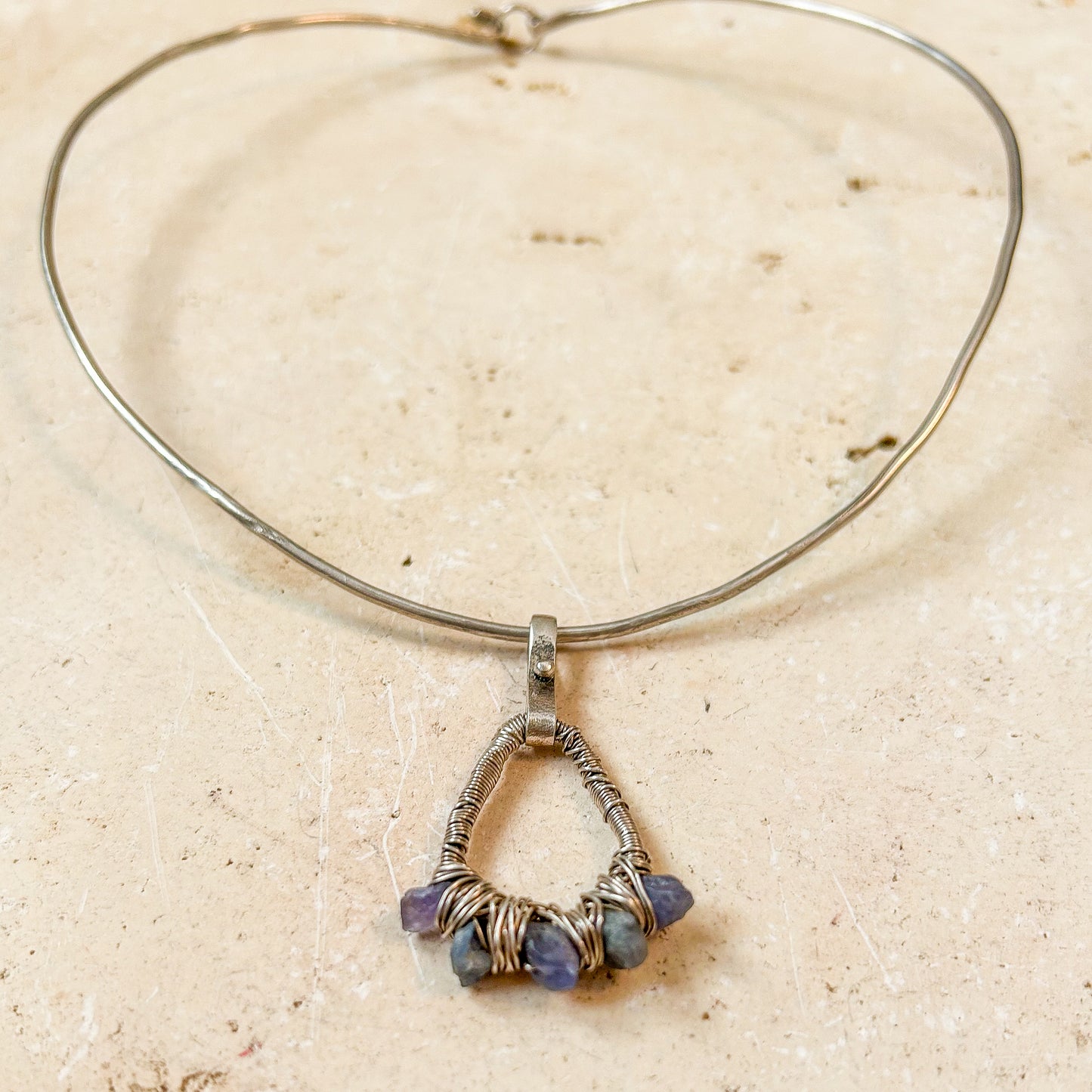 Raw sapphire necklace