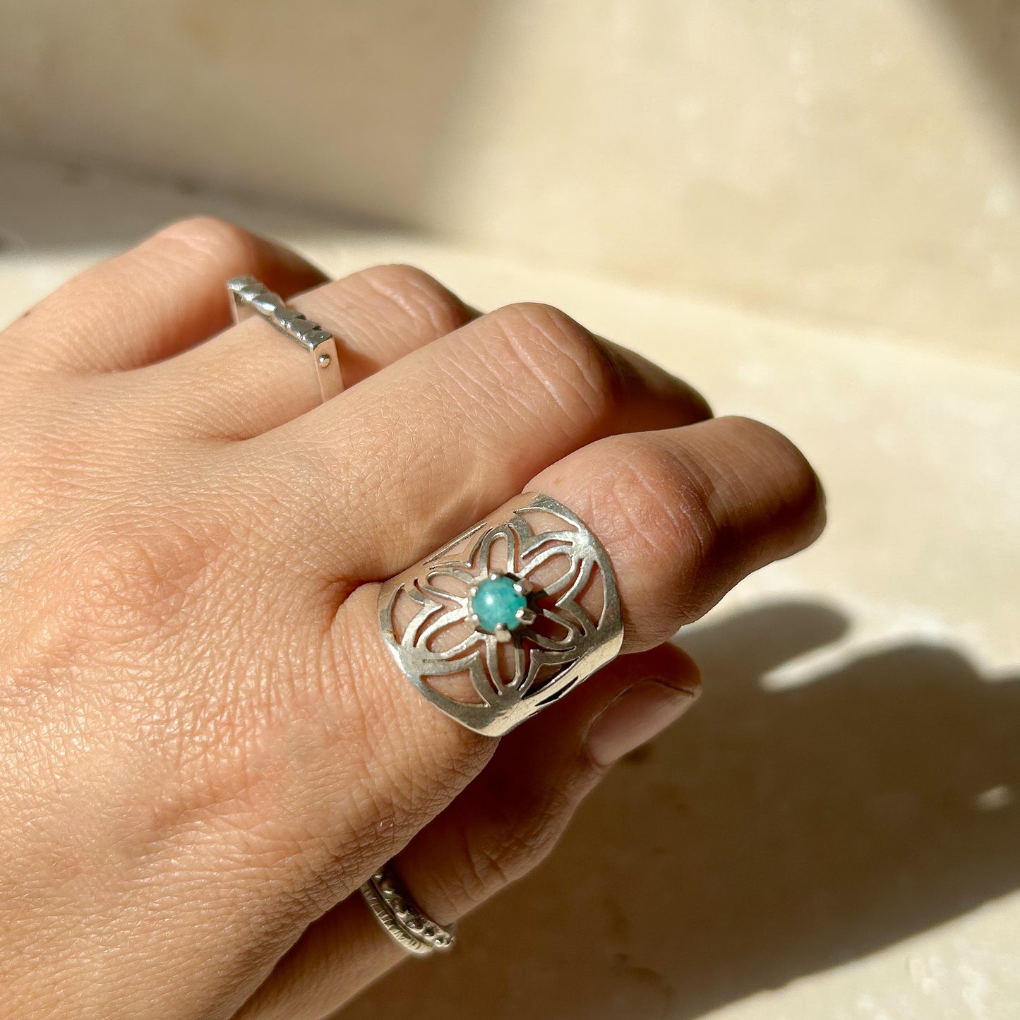 Sharon ring with Amazonite