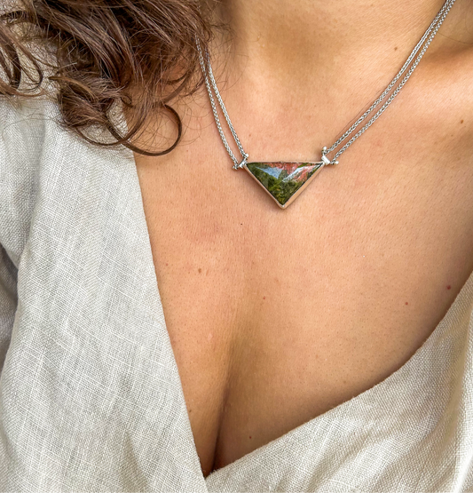 Unakite triangle necklace