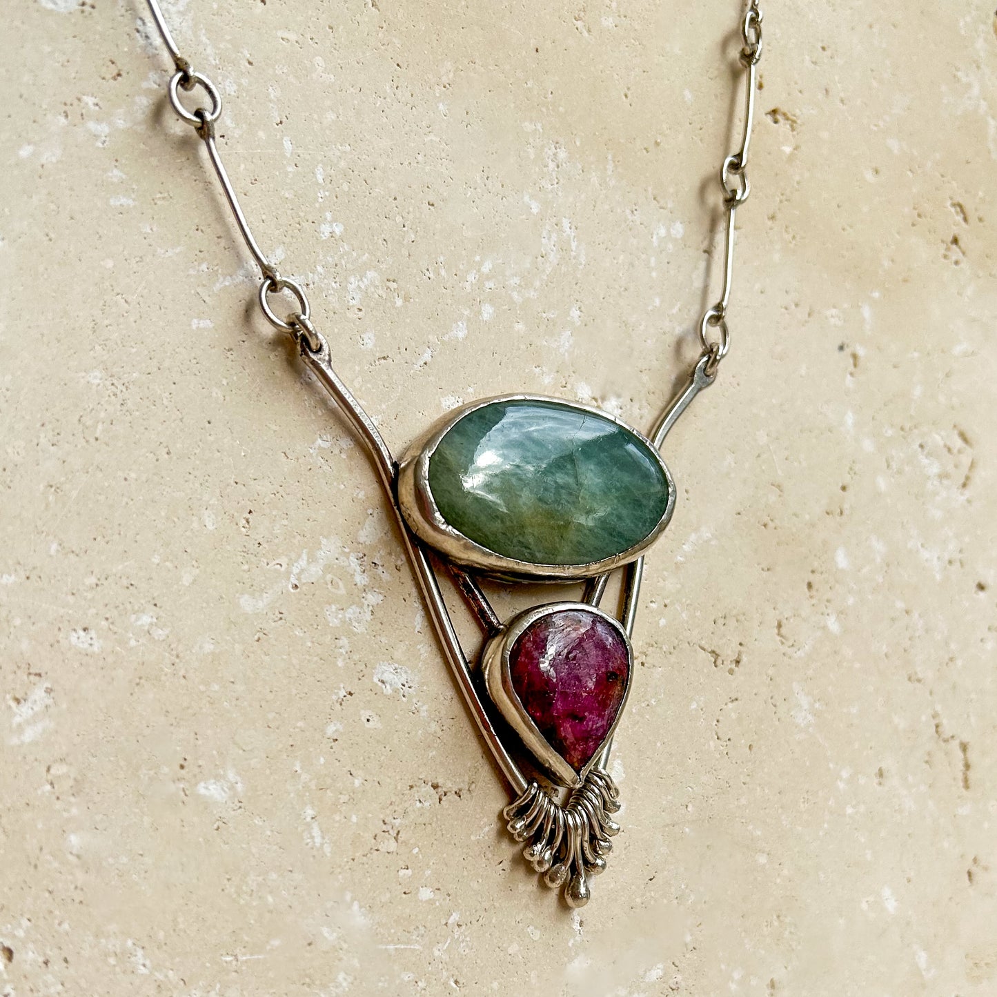 Ruby & aquamarine necklace