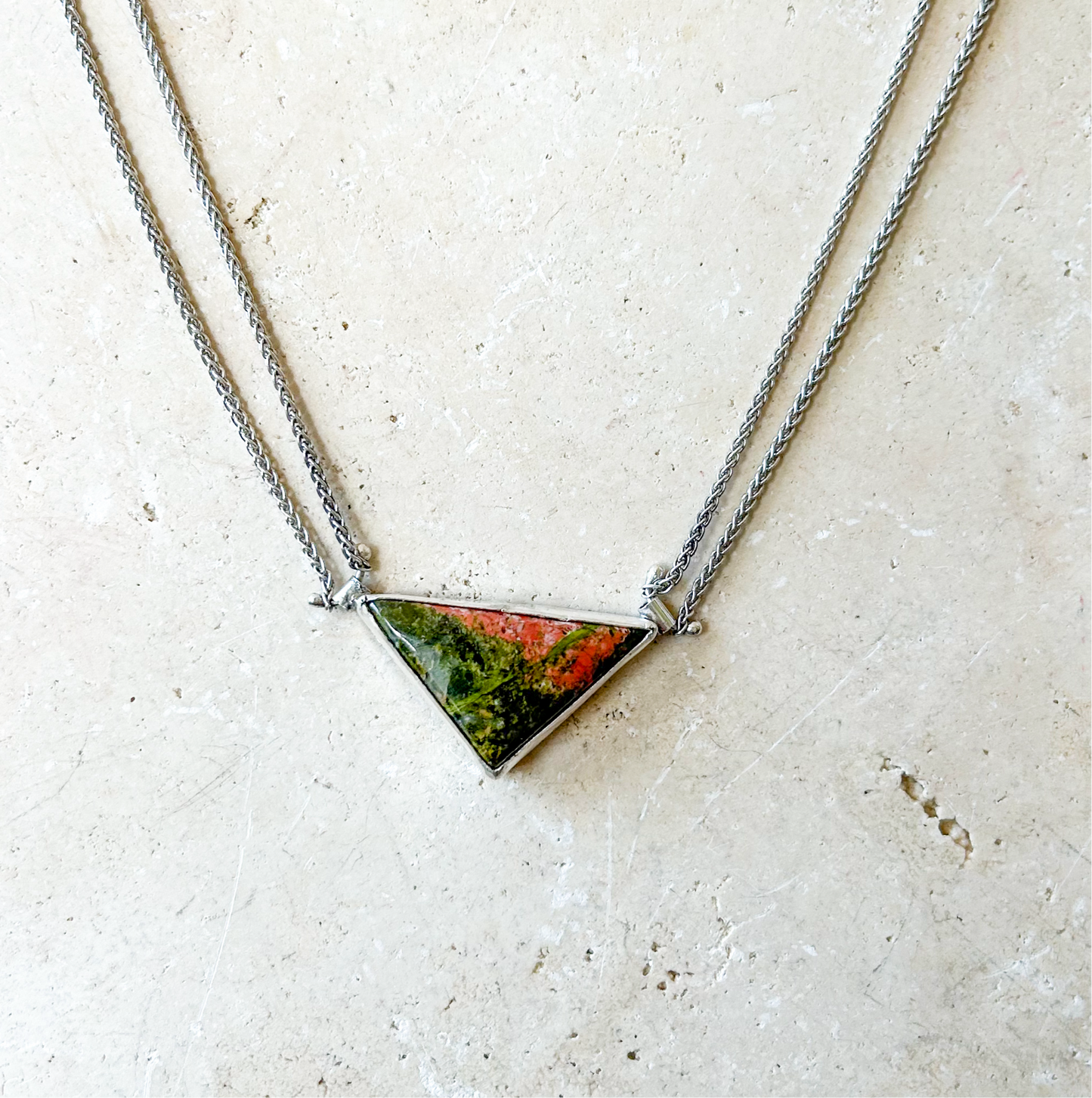 Unakite triangle necklace