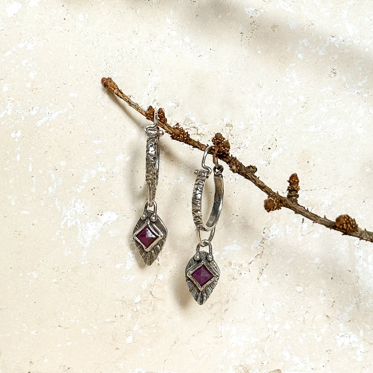 Tribal Ruby hoops