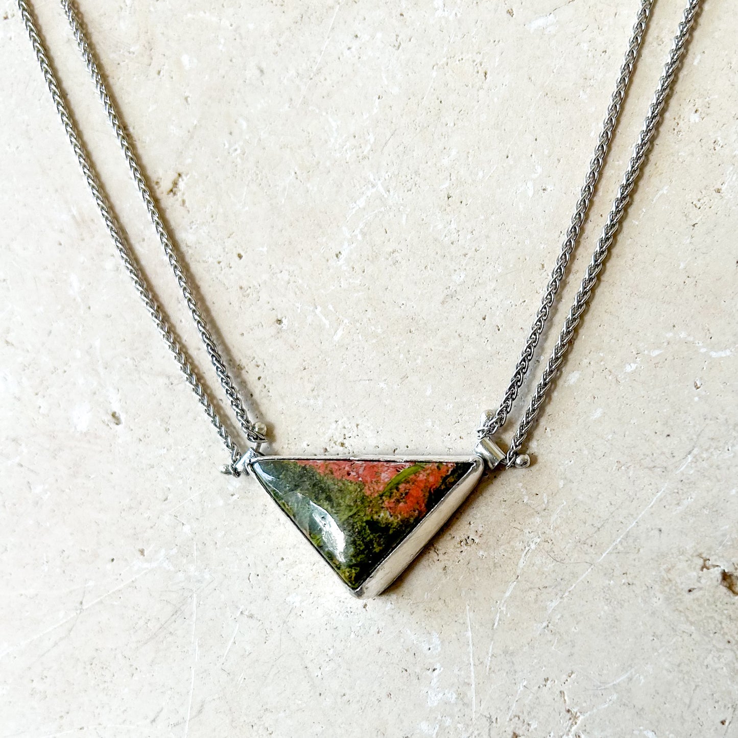 Unakite triangle necklace