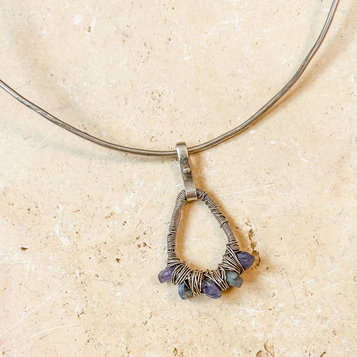 Raw sapphire necklace