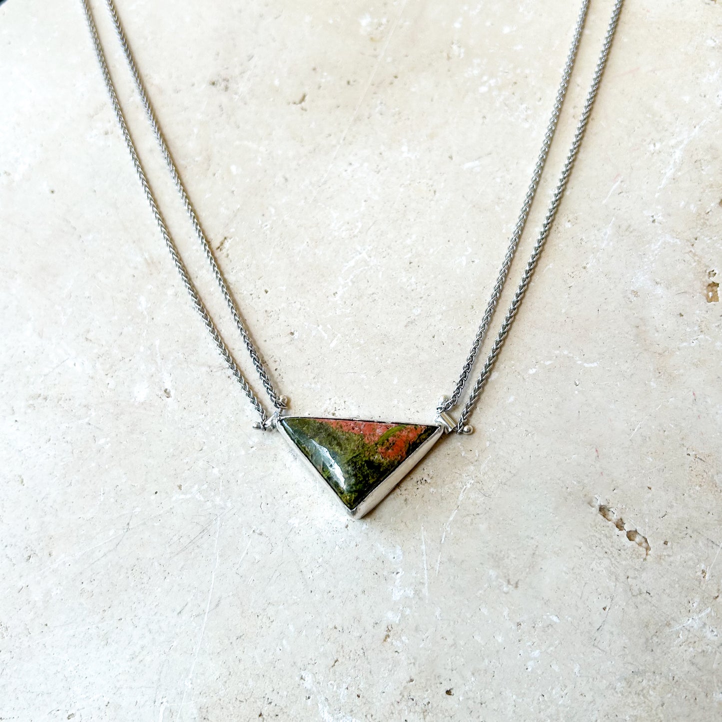 Unakite triangle necklace