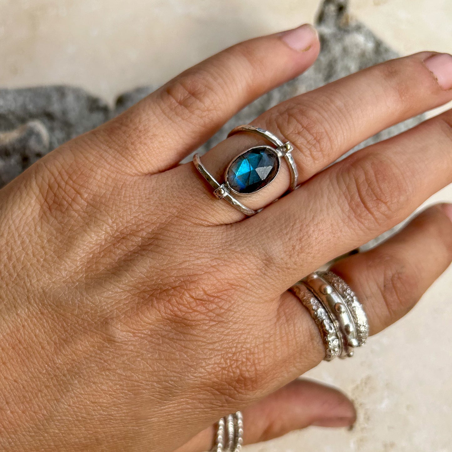 Labradorite double ring