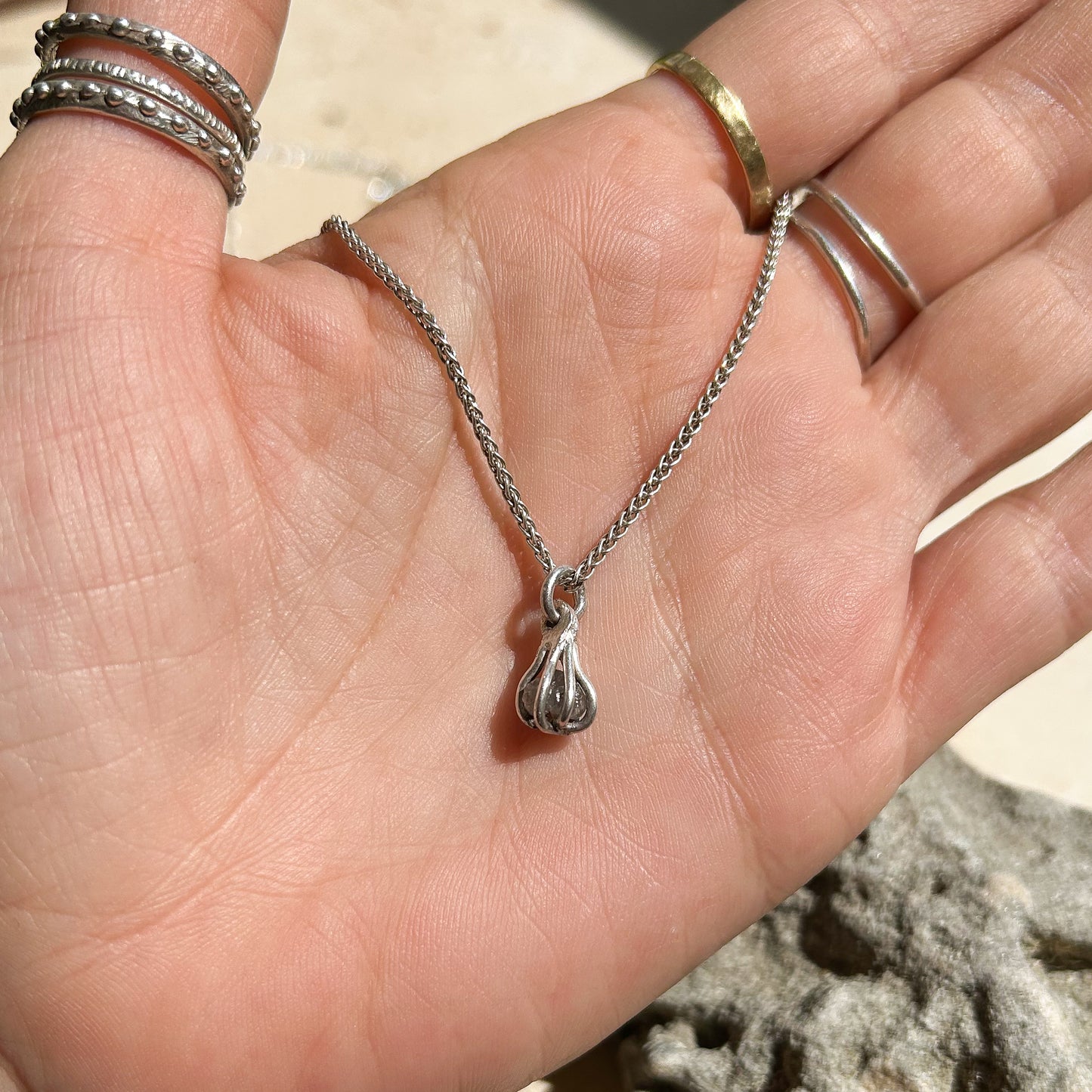 Raw diamond necklace