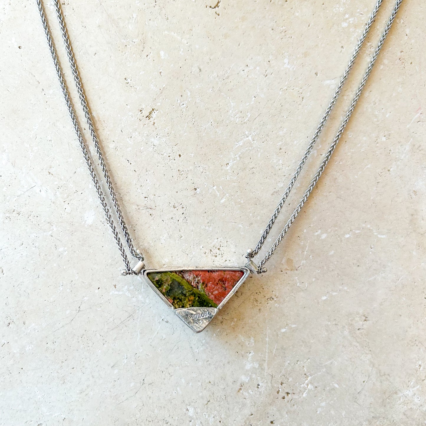 Unakite triangle necklace