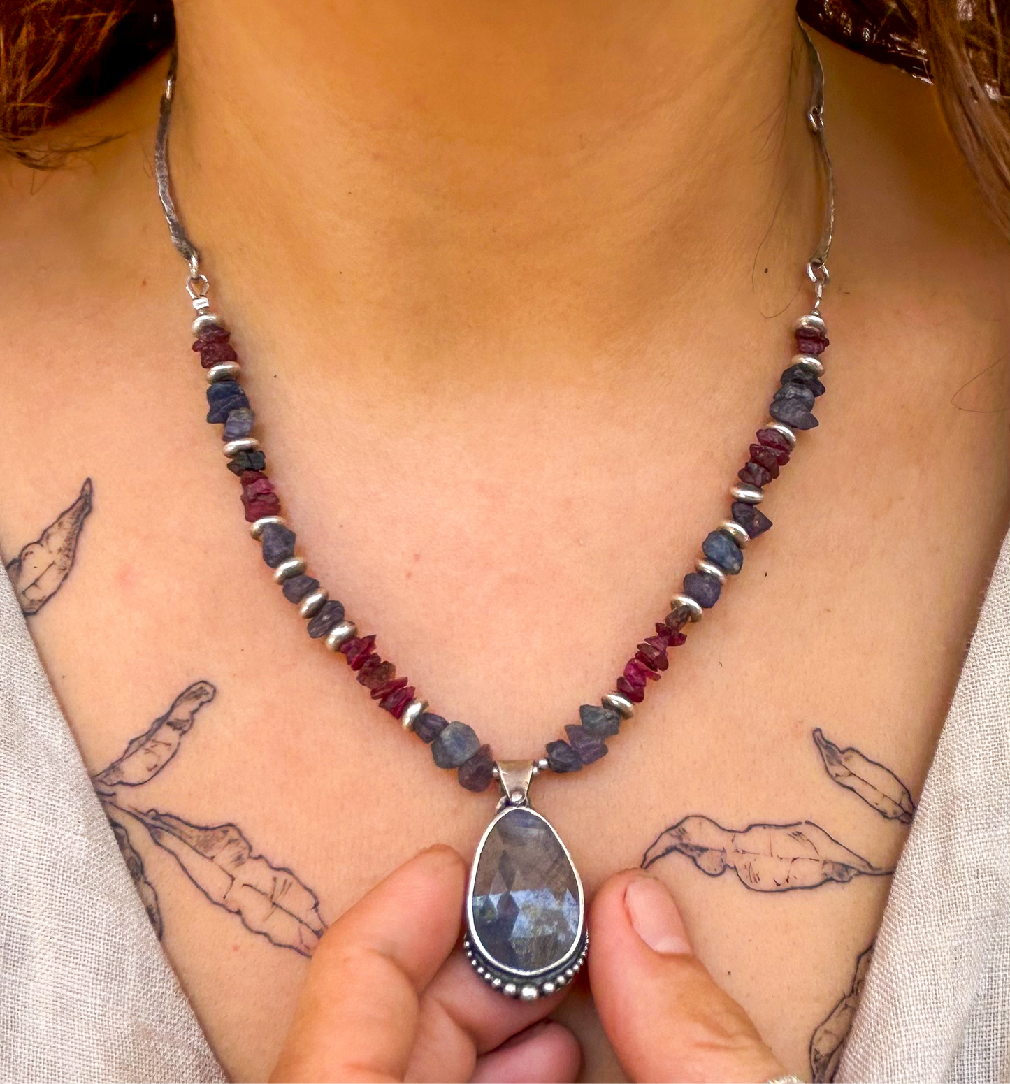 Ruby & sapphire necklace