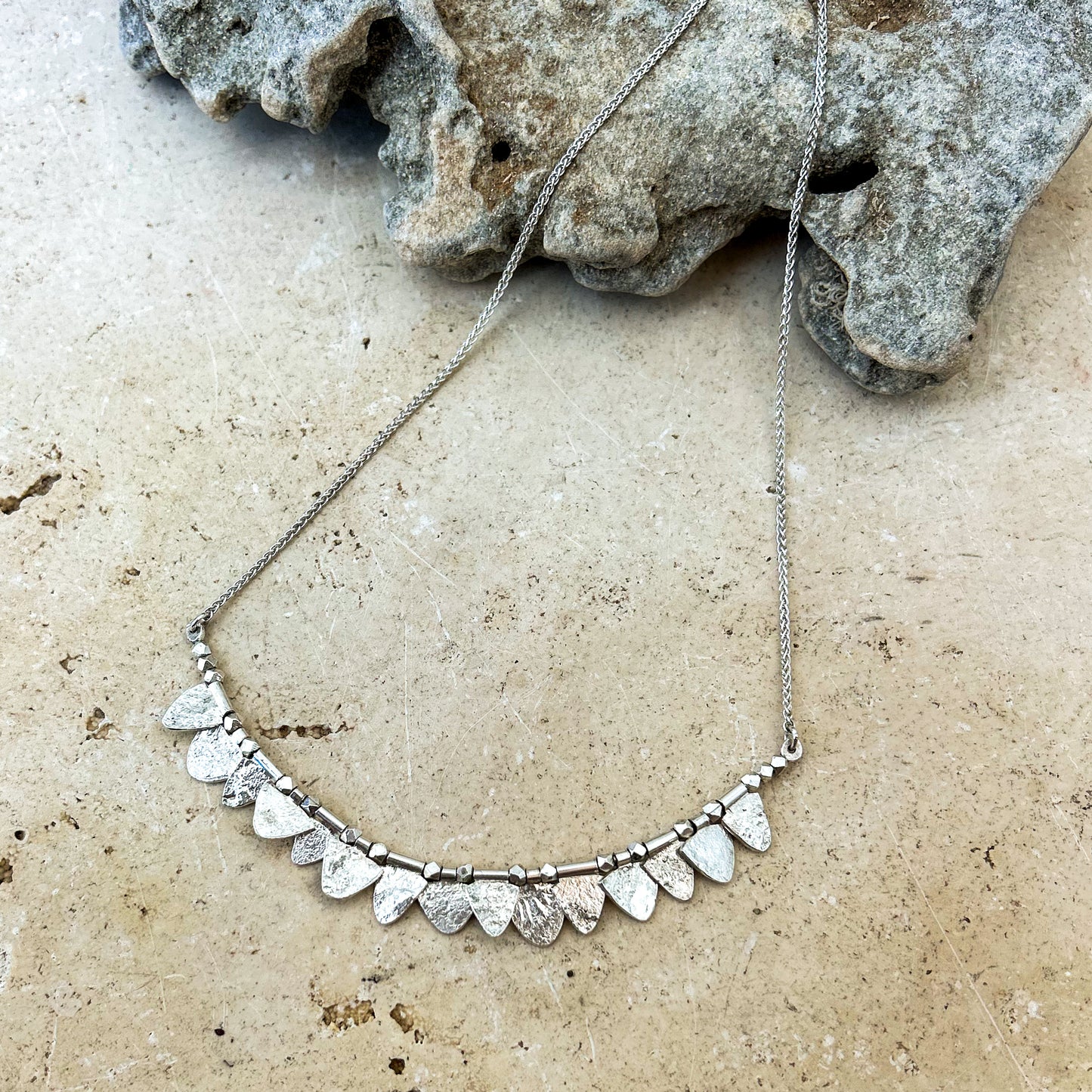Silver leaves necklace