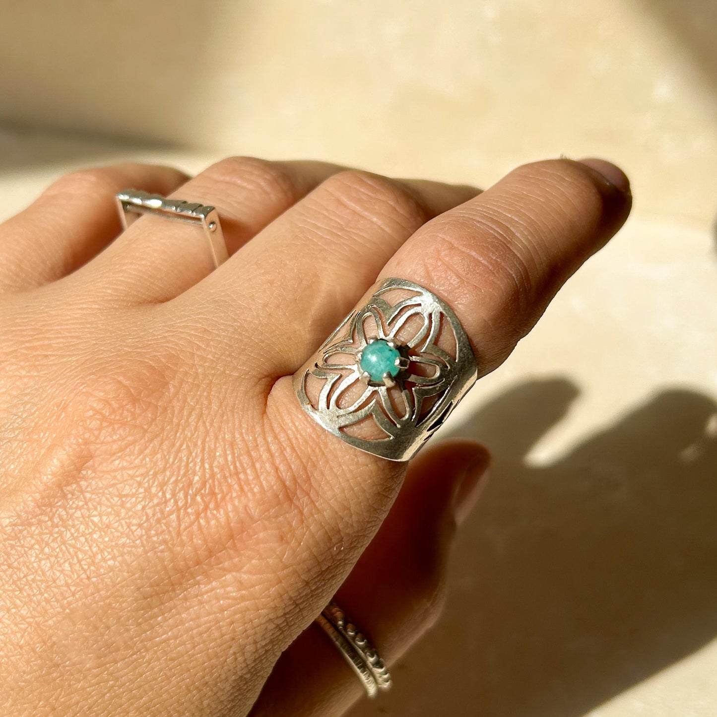 Sharon ring with Amazonite