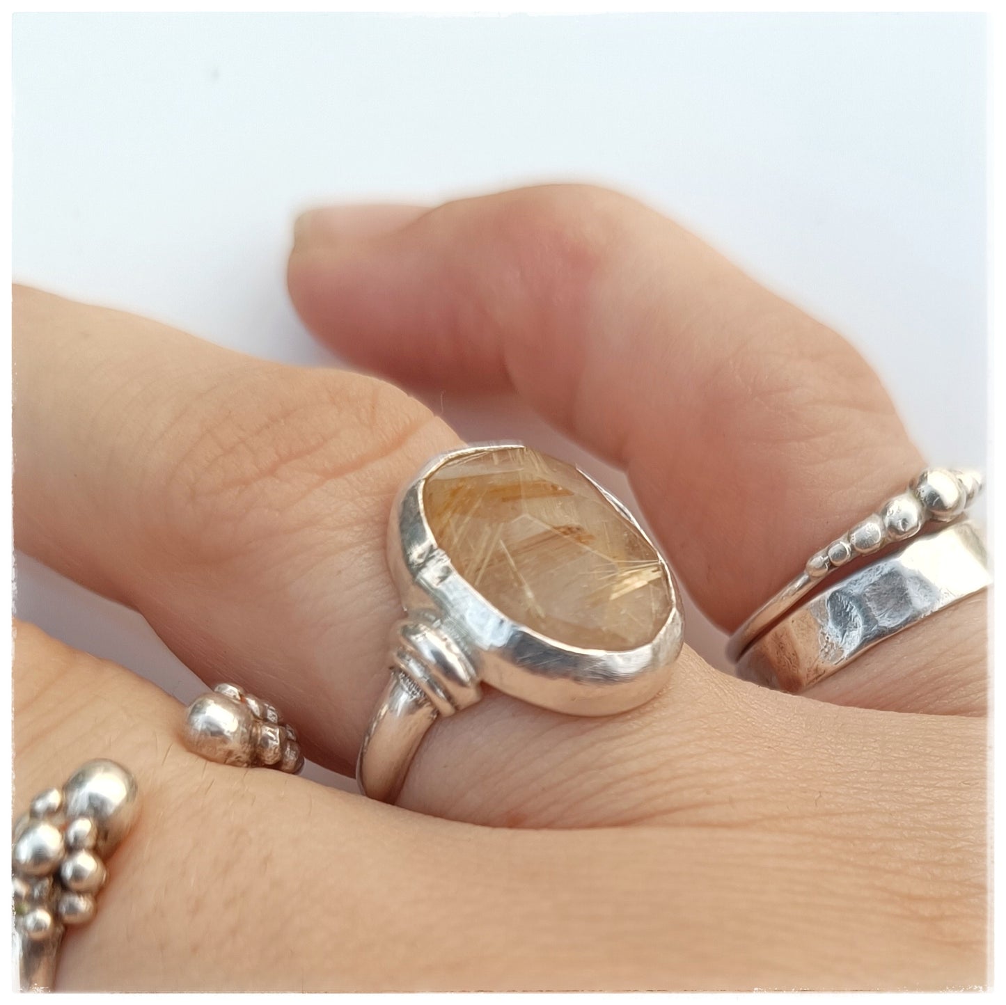 Rutile quartz ring