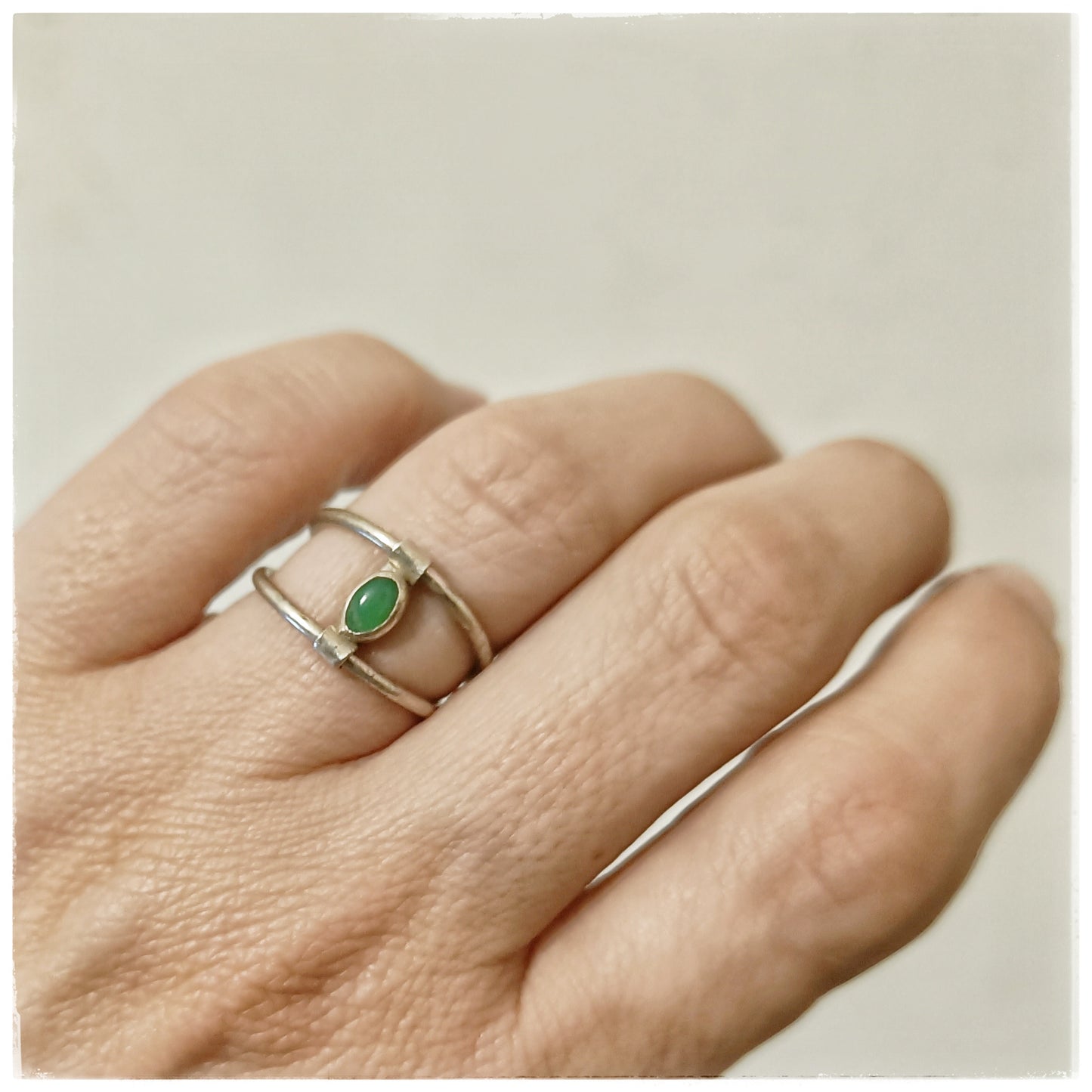 Chrysoprase double ring